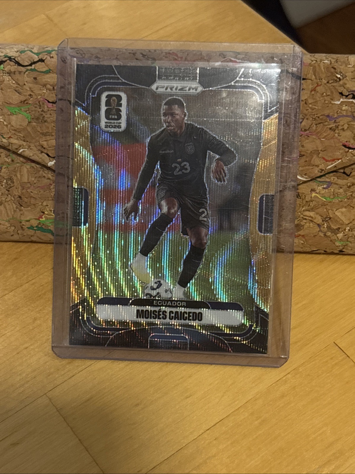 2026 Panini Prizm FIFA World Cup #210 Moises Caicedo, Black And Gold 4/8 SSP view 5