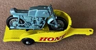 1967 LESNEY MATCHBOX HONDA MOTORCYCLE AQUA & TRAILER YELLOW NO. 38 DIECAST