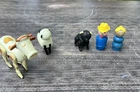 Vintage Fisher Price Little People Spotted Brown White Cow Farm Barn Goat, Pig