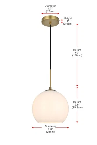 Living District Baxter 1-Light Metal Pendant in Brass & Frosted White - Picture 2 of 7
