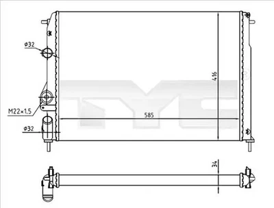 Radiateur d'eau ailettes jointes mécaniquement 728-0055-R TYC pour RENAULT DACIA - Photo 1/4