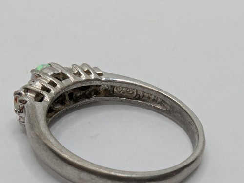 Vintage Ring Sterlingsilber 925 3 Steine weißer Opal Größe 7,5 - Bild 2 von 6