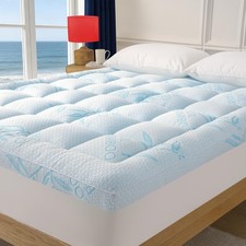 King Mattress Topper Viscose Derived from Bamboo,Breathable and Soft Extra Th...