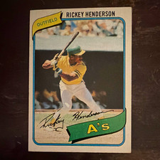 Topps 1980 Rickey Henderson #482 Oakland Athletics Rookie Baseball Card. rookie card picture