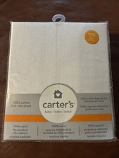 Carter's Solid White Cotton Sateen Fitted Crib Sheet - 52" x 28" New 100 Cotton