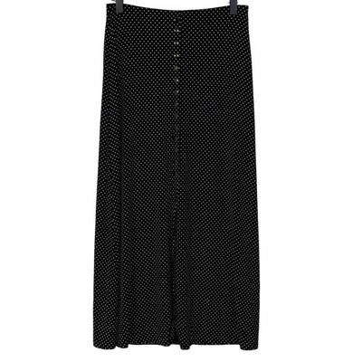 Vtg 90s esse Polka Dot Maxi Skirt Button Front sz M petite retro pin up