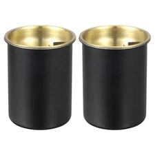 2pcs Car Ashtray Stainless Steel Smokeless Smell Butt Bucket for Car, Black