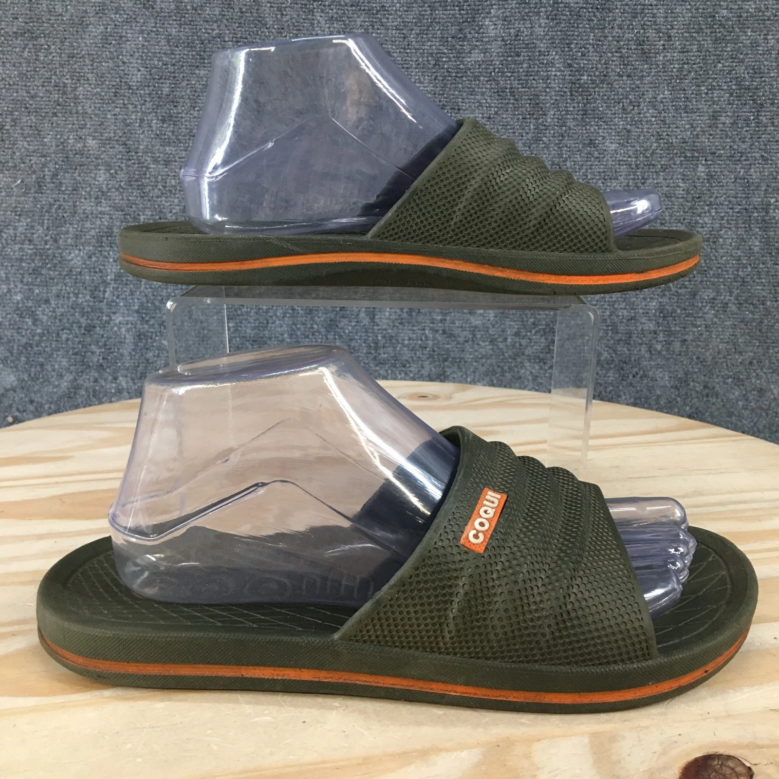 Coqui Sandals Mens 42 Slide Green Rubber Open Toe Slip On Casual Flats Comfort