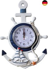 Wakauto Maritime Holz Anker Wanduhr mit Stern Vintage Rustikale Nautische Meer
