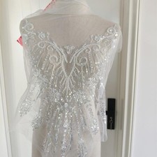 Beaded Sequin Applique Patch Accessory Mesh Embroidered Trims Chest Back Costume