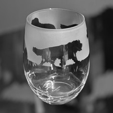 CLUMBER SPANIEL Boxed 36cl Crystal Stemless Wine / Water Glass