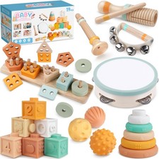 Montessori Baby Toys for 1 Year Old, Wooden Musical Instruments for Toddlers ...
