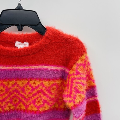 Holiday Lane Youth Little Girls Size 6X Fair Isle Crewneck Sweater Red $40 021 - Picture 5 of 9