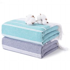 2 Packs Cotton Turkish Beach Towels Quick Dry Sand Free Soft Absorbent Extra ...