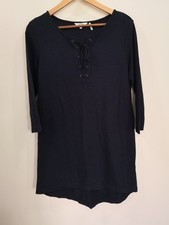 Ladies FAT FACE Navy Blue Long Sleeved T-shirt Dress / Long Top, Size 12, BNWOT