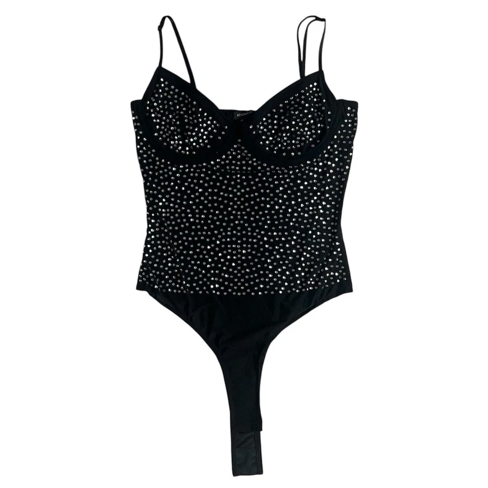 Forever 21 Body Negro Malla Estrás Para Mujer Talla Pequeña Festival Ropa de Club Foto 2 de 4