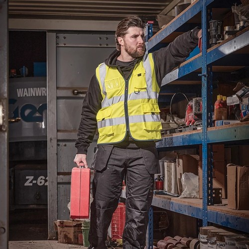 Scruffs High Visibility Mens Hi-Viz Technial Zip Up Vest - Picture 4 of 9