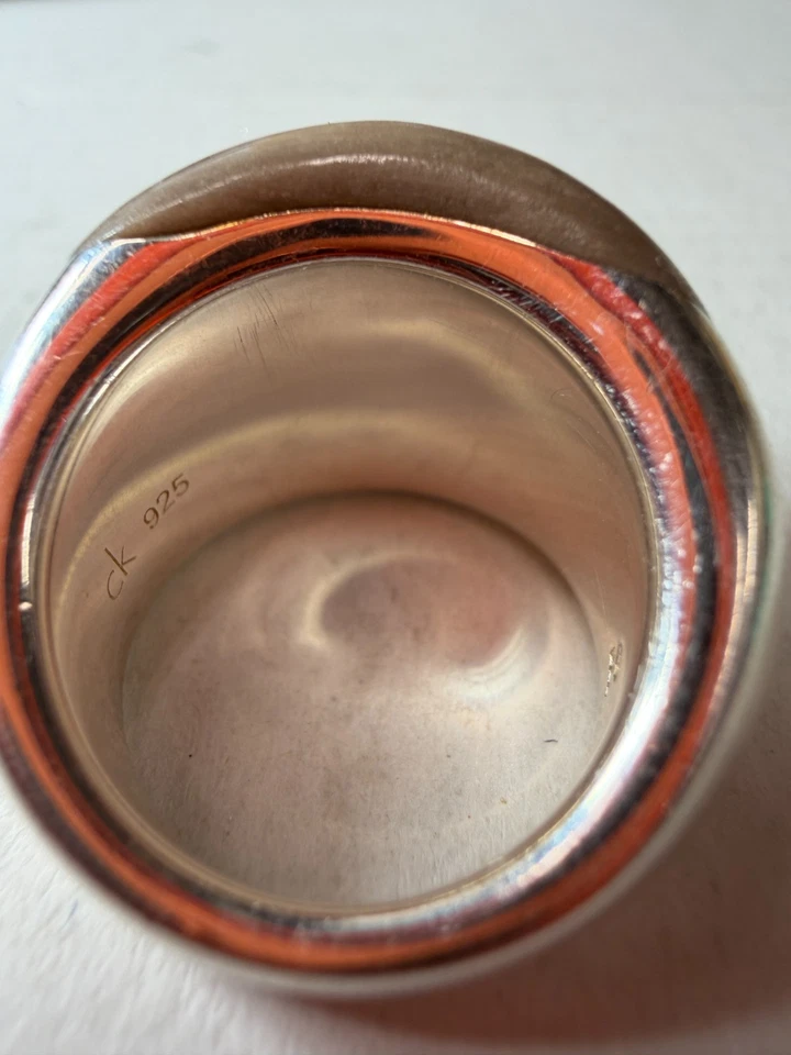 Anillo Calvin Klein Talla 6 Plata de Ley Modernista Cúpula Neutra Piedra Pulida Foto 4 de 4