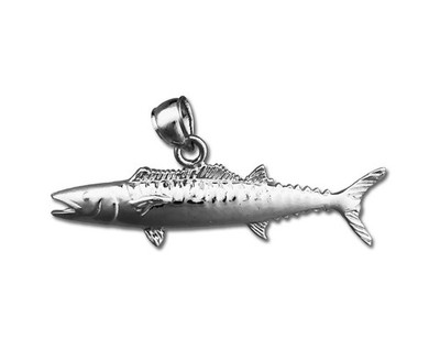 Rhodinierter 925 Sterling Silber Wahoo Fisch Anhänger