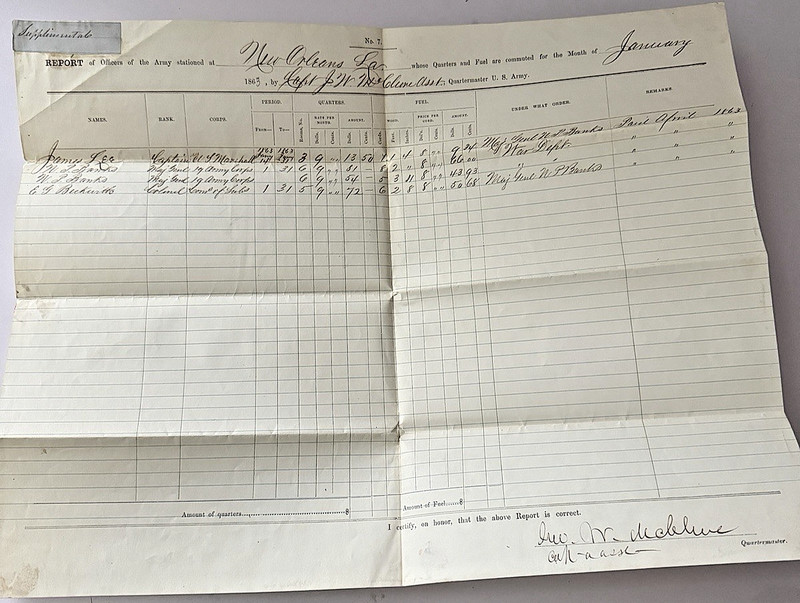1863 Civil War Document Supplemental