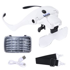Magnifying Glasses with 4 Lights, Headband Magnifier with 5 Detachable Lenses...