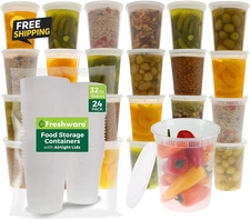 Food Storage Containers [24 Set] 32 Oz Plastic Deli Containers with Lids