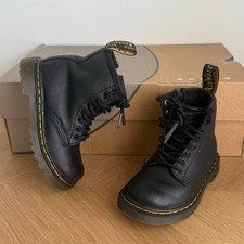 Dr. Martens 1460 Black Leather Lace Up Zip Ankle Boots Toddler - SZ 7 C