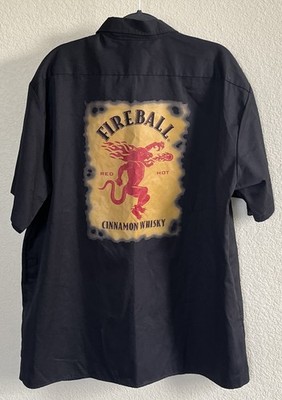 Dickies Fireball Whiskey Work Shirt 2XL Gray Button Up Short Sleeve Dragon Logo