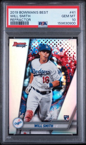Will Smith 2019 Bowman’s Best Baseball Refractor RC PSA 10 Dodgers Rookie Card