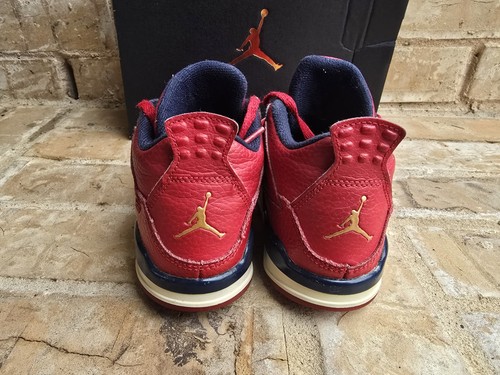 Scarpe da basket Nike Air Jordan 4 retrò BQ7669-617 rosse da ragazzo sneakers taglia 12C - Foto 5 di 9