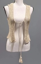 Womens Hippie Rose Crochet Tasseled Vest Fest...