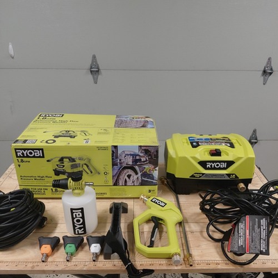 #ad RYOBI RY14AM12 1.8 GPM Automotive High Flow Pressure Washer Kit 1200 PSI $144.99