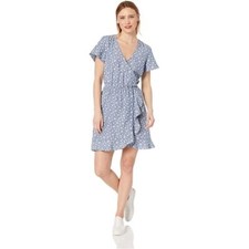 J. Crew Chambray Floral Surplice V-Neck Faux Wrap Dress