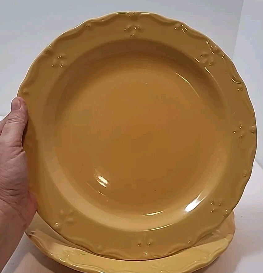 4 platos de cena de gres amarillo Bellcrest de 10 3/4" Home Trends Foto 3 de 4