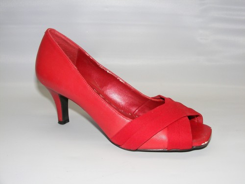 Alex Marie Womens Size 6.5 M Red Peep Toe 2" Heels Patent Leather Pumps Shoes - Picture 2 of 14