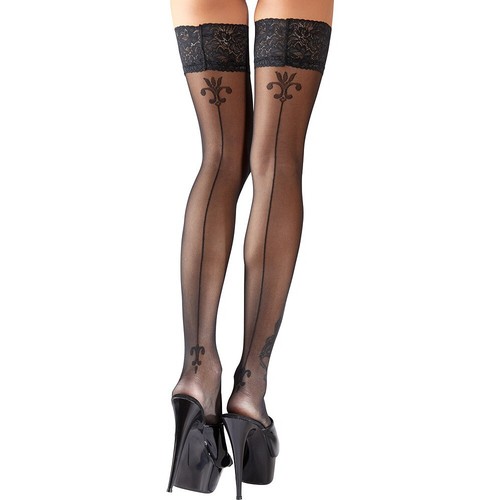 Halterlose Strümpfe S M L XL Spitze Zier-Naht Nylons Damen Dessous Reizwäsche - Bild 2 von 9
