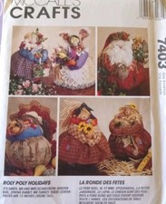Mccalls Crafts Pattern 7403 Holiday Centerpieces 12 inces tall Uncut