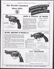 Anuncio impreso pistola revólver Smith & Wesson 38/357 Magnum 1952 vintage impreso