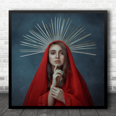 Gloria Portrait Heilig Heilig Geistig Engel Mädchen Modell Quadrat Kunstdruck