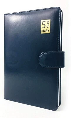 TALLON Five Year Undated Diary A5 Leather Bound Open Diary Soft Magnetic Lock - Blue