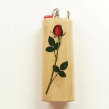 Long Stemmed Rose Flowers Roses Lighter Case Holder Sleeve Cover Fits Bic