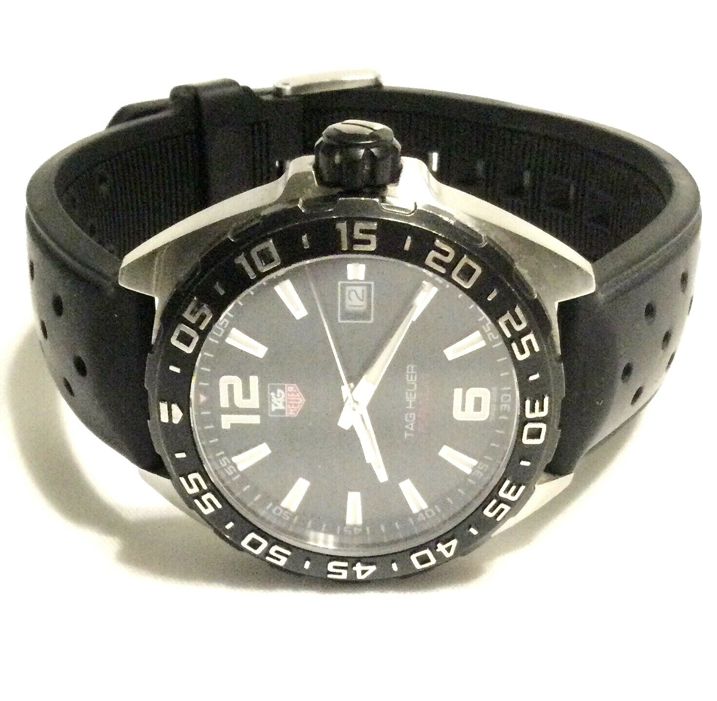 TAG HEUER FORMULA 1 WATCH Men's Black Bezel & Dial Swiss Stainless Rubber Strap