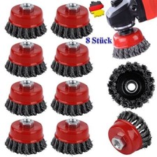 8x Topfbürste Stahl Drahtbürste M14 Gezopft Kegelbürste für Flex Winkelschleifer