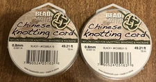 Bead Smith Chinese Knotting Cord, Black, 0.8mm, 49.21 ft, Lot of 2, NEW (782)