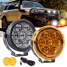 Round 2x4.5 Yellow White Led Work Lights Spot Flood Fog Driving Offroad Utv 4wd