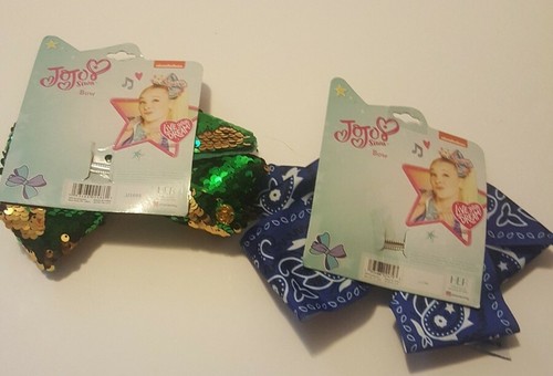 Two Jojo Siwa Large Hair Bows Blue And Green NEW - Picture 2 of 2