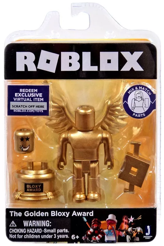  Roblox Gold Collection The Golden Bloxy Award Single Figure  Pack with Exclusive Virtual Item Code : Video Games