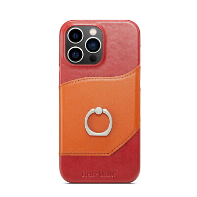 PU Leather Card Slot Retro Case with Ring Stand For iPhone 15 Pro Max 14 13 12