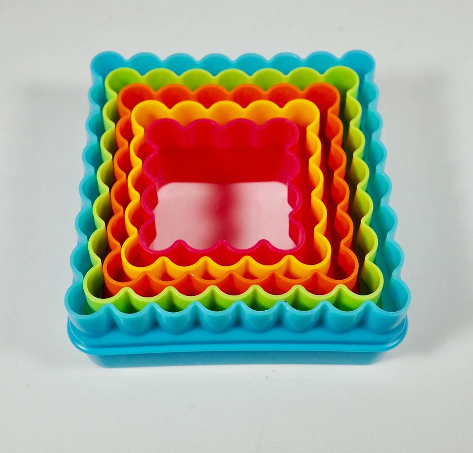 Colourworks Plastic Plain and Fluted Square Cookie Cutters Multicolor 5 Set - Image 4 of 4