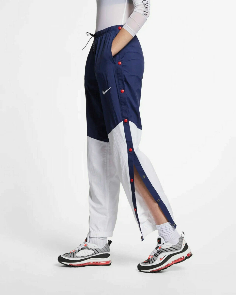 Women s Nike Sportswear Windrunner Pants L Blue White Blue Snap